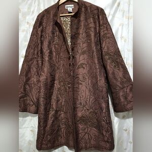 Silk vintage coat/blazer w ornate embroidery detail, NWOT SZ 10
